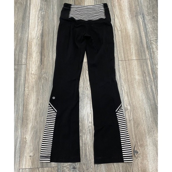 Lululemon Run Ice Queen Flare Pants Black White Stripe Size 4 - Picture 11 of 12